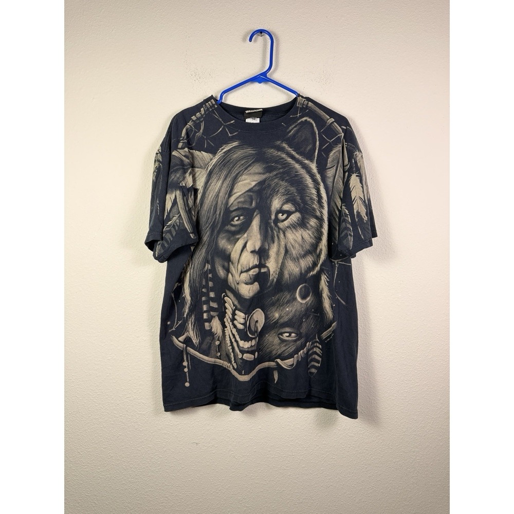Vintage 1996 Liquid Blue Native American Indian Dream Catcher All Over Print XL